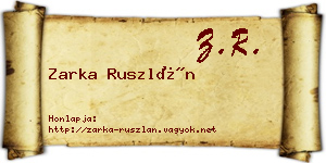 Zarka Ruszlán névjegykártya
